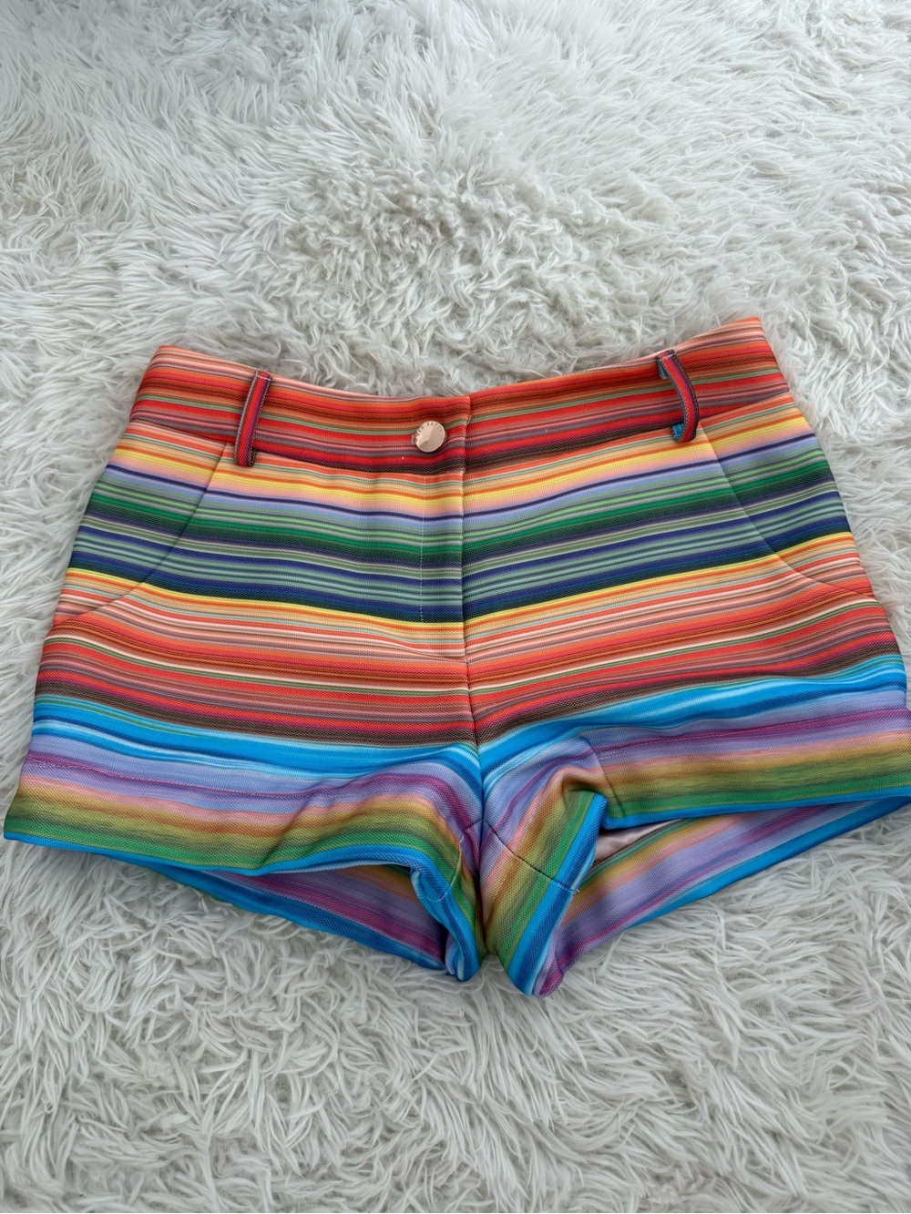 Rainbow Striped Women's Shorts - Vibrant Summer Style